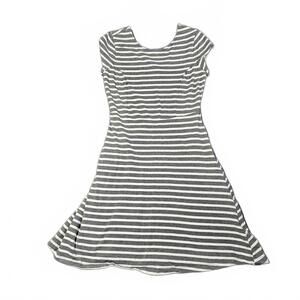 Old Navy Striped S P Knee or Just Above Knee Dress Gray White Casual Summer
